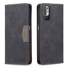 Custodia Portafoglio In Pelle Cover con Supporto B01F per Xiaomi Redmi Note 10T 5G Nero