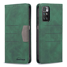 Custodia Portafoglio In Pelle Cover con Supporto B01F per Xiaomi Redmi Note 11 4G (2021) Verde