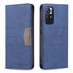 Custodia Portafoglio In Pelle Cover con Supporto B01F per Xiaomi Redmi Note 11 5G Blu