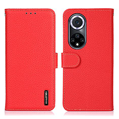 Custodia Portafoglio In Pelle Cover con Supporto B01H per Huawei Honor 50 5G Rosso