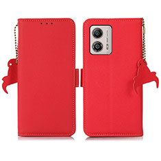 Custodia Portafoglio In Pelle Cover con Supporto B01H per Motorola Moto G53 5G Rosso