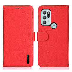 Custodia Portafoglio In Pelle Cover con Supporto B01H per Motorola Moto G60s Rosso
