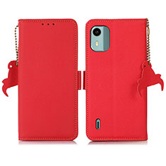Custodia Portafoglio In Pelle Cover con Supporto B01H per Nokia C12 Plus Rosso