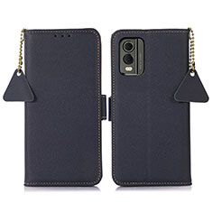 Custodia Portafoglio In Pelle Cover con Supporto B01H per Nokia C32 Blu