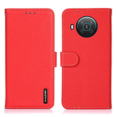 Custodia Portafoglio In Pelle Cover con Supporto B01H per Nokia X10 Rosso