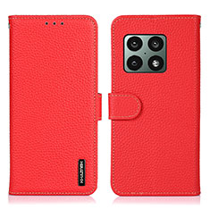 Custodia Portafoglio In Pelle Cover con Supporto B01H per OnePlus 10 Pro 5G Rosso