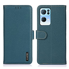 Custodia Portafoglio In Pelle Cover con Supporto B01H per Oppo Reno7 Pro 5G Verde