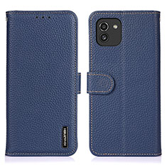 Custodia Portafoglio In Pelle Cover con Supporto B01H per Samsung Galaxy A03 Blu