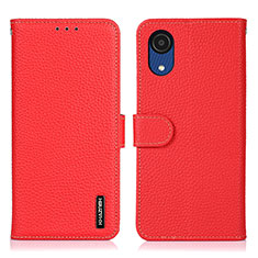 Custodia Portafoglio In Pelle Cover con Supporto B01H per Samsung Galaxy A03 Core Rosso