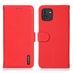 Custodia Portafoglio In Pelle Cover con Supporto B01H per Samsung Galaxy A03 Rosso