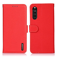 Custodia Portafoglio In Pelle Cover con Supporto B01H per Sony Xperia 10 III Lite Rosso