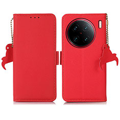 Custodia Portafoglio In Pelle Cover con Supporto B01H per Vivo X90 Pro 5G Rosso