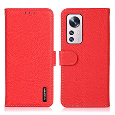 Custodia Portafoglio In Pelle Cover con Supporto B01H per Xiaomi Mi 12S 5G Rosso