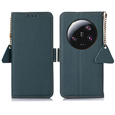 Custodia Portafoglio In Pelle Cover con Supporto B01H per Xiaomi Mi 13 Ultra 5G Verde