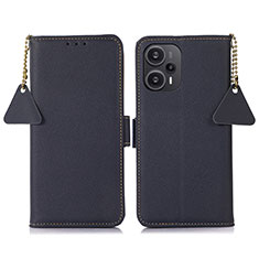 Custodia Portafoglio In Pelle Cover con Supporto B01H per Xiaomi Poco F5 5G Blu