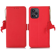 Custodia Portafoglio In Pelle Cover con Supporto B01H per Xiaomi Poco F5 5G Rosso