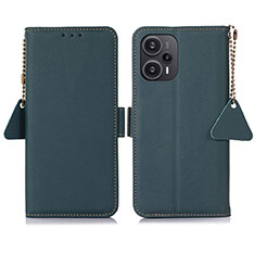 Custodia Portafoglio In Pelle Cover con Supporto B01H per Xiaomi Poco F5 5G Verde