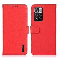Custodia Portafoglio In Pelle Cover con Supporto B01H per Xiaomi Poco X4 NFC Rosso