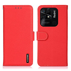 Custodia Portafoglio In Pelle Cover con Supporto B01H per Xiaomi Redmi 10 Power Rosso