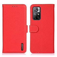 Custodia Portafoglio In Pelle Cover con Supporto B01H per Xiaomi Redmi Note 11T 5G Rosso