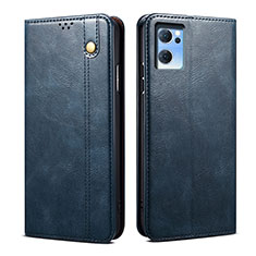 Custodia Portafoglio In Pelle Cover con Supporto B01S per Oppo Reno7 SE 5G Blu