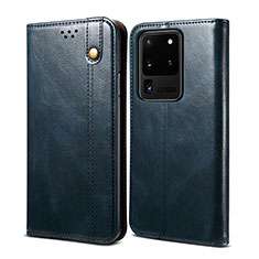 Custodia Portafoglio In Pelle Cover con Supporto B01S per Samsung Galaxy S20 Ultra 5G Blu