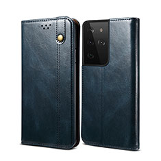 Custodia Portafoglio In Pelle Cover con Supporto B01S per Samsung Galaxy S21 Ultra 5G Blu