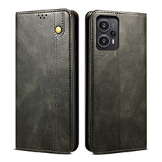 Custodia Portafoglio In Pelle Cover con Supporto B01S per Xiaomi Poco F5 5G Verde