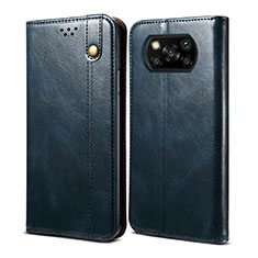Custodia Portafoglio In Pelle Cover con Supporto B01S per Xiaomi Poco X3 NFC Blu