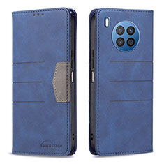 Custodia Portafoglio In Pelle Cover con Supporto B02F per Huawei Honor 50 Lite Blu
