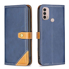 Custodia Portafoglio In Pelle Cover con Supporto B02F per Motorola Moto E20 Blu