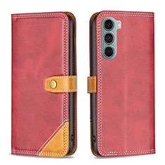 Custodia Portafoglio In Pelle Cover con Supporto B02F per Motorola Moto Edge S30 5G Rosso