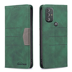 Custodia Portafoglio In Pelle Cover con Supporto B02F per Motorola Moto G Power (2022) Verde