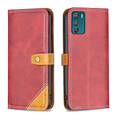 Custodia Portafoglio In Pelle Cover con Supporto B02F per Motorola Moto G42 Rosso