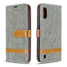 Custodia Portafoglio In Pelle Cover con Supporto B02F per Samsung Galaxy A01 SM-A015 Grigio