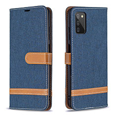 Custodia Portafoglio In Pelle Cover con Supporto B02F per Samsung Galaxy A02s Blu Notte