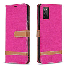 Custodia Portafoglio In Pelle Cover con Supporto B02F per Samsung Galaxy A03s Rosa Caldo