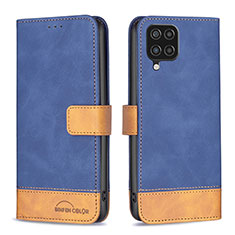 Custodia Portafoglio In Pelle Cover con Supporto B02F per Samsung Galaxy A12 Nacho Blu