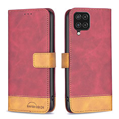 Custodia Portafoglio In Pelle Cover con Supporto B02F per Samsung Galaxy A12 Nacho Rosso