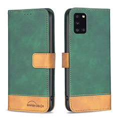 Custodia Portafoglio In Pelle Cover con Supporto B02F per Samsung Galaxy A31 Verde