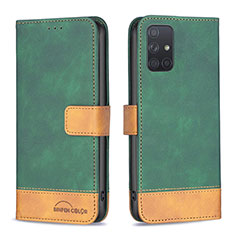 Custodia Portafoglio In Pelle Cover con Supporto B02F per Samsung Galaxy A71 5G Verde