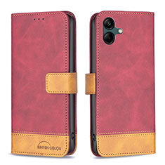 Custodia Portafoglio In Pelle Cover con Supporto B02F per Samsung Galaxy F04 Rosso