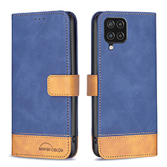Custodia Portafoglio In Pelle Cover con Supporto B02F per Samsung Galaxy F12 Blu