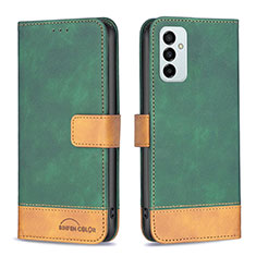 Custodia Portafoglio In Pelle Cover con Supporto B02F per Samsung Galaxy F23 5G Verde