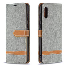 Custodia Portafoglio In Pelle Cover con Supporto B02F per Samsung Galaxy M02 Grigio