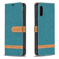 Custodia Portafoglio In Pelle Cover con Supporto B02F per Samsung Galaxy M02 Verde