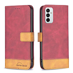 Custodia Portafoglio In Pelle Cover con Supporto B02F per Samsung Galaxy M23 5G Rosso
