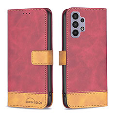 Custodia Portafoglio In Pelle Cover con Supporto B02F per Samsung Galaxy M32 5G Rosso