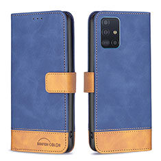 Custodia Portafoglio In Pelle Cover con Supporto B02F per Samsung Galaxy M40S Blu
