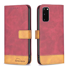 Custodia Portafoglio In Pelle Cover con Supporto B02F per Samsung Galaxy S20 5G Rosso